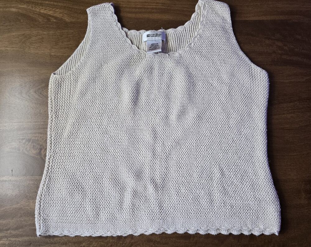 Vintage Crocheted Tank S/M Cotton Linen Coastal Capsule Lagenlook Fairycore